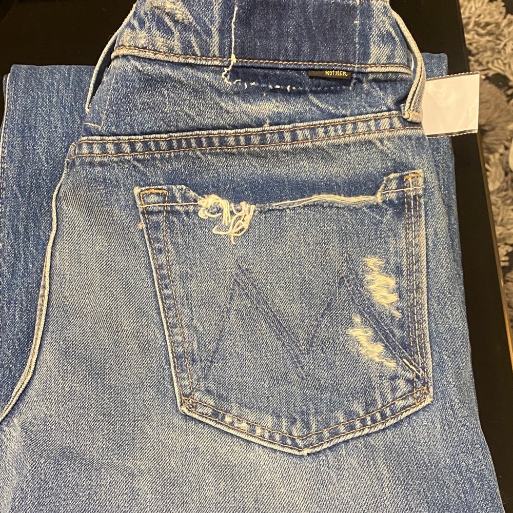 MOTHER Classic Blue Denim with Gold Accent